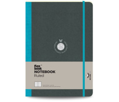 Flexbook Flex Global vonalas jegyzetfüzet türkiz, 17 × 24 cm, belső zsebbel és gumipánttal