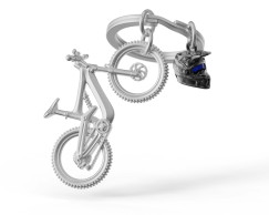 Mountain Bike sisakkal ezüst/fekete - Kulcstartó