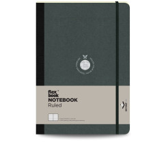 Flexbook Flex Global vonalas jegyzetfüzet fekete, 17 × 24 cm, belső zsebbel és gumipánttal