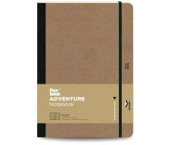 Flexbook Adventure vonalas jegyzetfüzet tevebarna, 17 × 24 cm, műbőr borítóval, belső zsebbel és könyvjelzővel