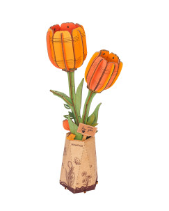 Narancss�rga tulip�n, 3D vir�gmodell puzzle f�b�l, 76 db-os