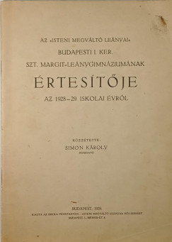 Az "Isteni Megváltó Leányai" budapesti I. ker. Szt. Margit Leánygimnáziumának értesítője