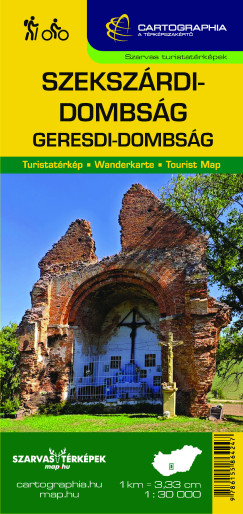 Szekszárdi-dombság, Geresdi-dombság turista-és kerékpáros térkép