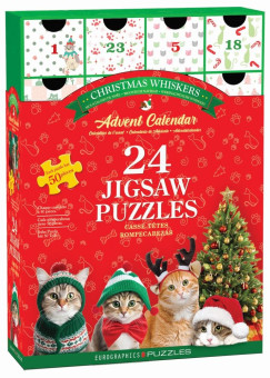 Karácsonyi macskabajuszok - Adventi naptár 24 x 50 db mini puzzle (EUROGRAPHICS, 8924-5922)
