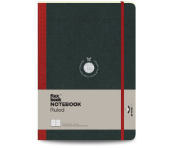 Flexbook Flex Global vonalas jegyzetf�zet � piros, 17 � 24 cm, bels� zsebbel �s gumip�nttal