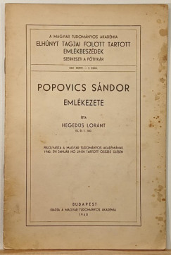 Hegedűs Lóránt - Popovics Sándor emlékezete - XXIII. kötet- 7. szám