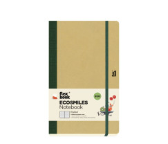 Flexbook Ecosmiles környezetbarát vonalas jegyzetfüzet olívazöld, 13 × 21 cm, növényi rostos papírborítóval