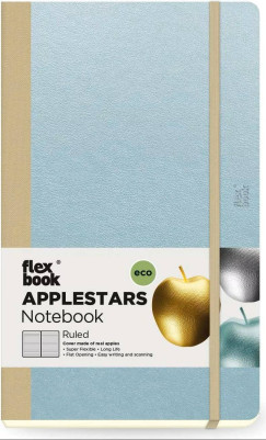 Flexbook Applestars vonalas jegyzetfüzet sarkvidéki kék, 13 × 21 cm, almaalapú környezetbarát borítóval