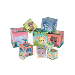 Ultra aranyos �llatok - kocka �p�t� piramis j�t�k (Janod,J02652)