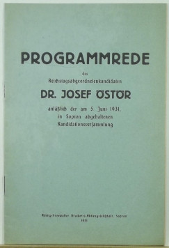 Programmrede des Reichstagsabgeordnetenkandidaten dr. Josef str