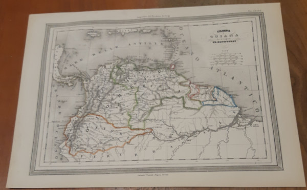 J.G. BARBIE DU BOCAGE A. VUILLEMIN J.B. CHARLE V. LEVASSEUR T. DUVOTENAY H. DUFOUR - Colombia e Guiana /térkép/
