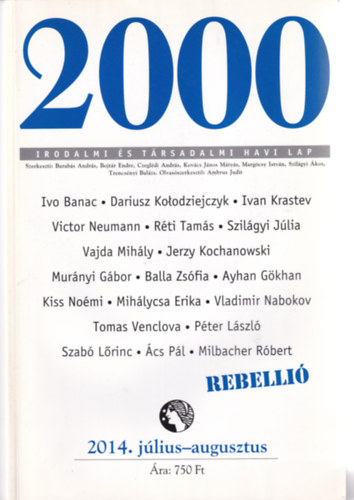 2000 Irodalmi és Társadalmi Havi Lap - 2014. július-augusztus