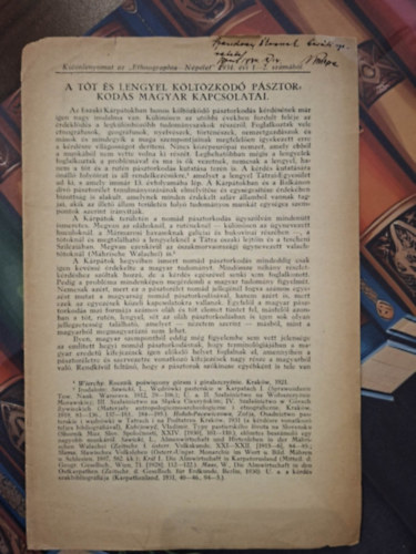 Kniezsa Istv�n - A t�t �s lengyel k�lt�zk�d� p�sztorkod�s magyar kapcsolatai (K�l�nlenyomat - az "Ethnographia-N�p�let" 1934. �vi 1-2. sz�m�b�l)
