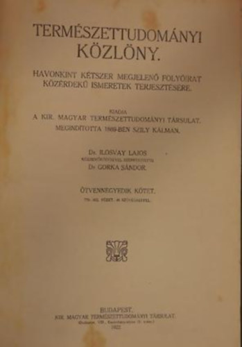 Termszettudomnyi Kzlny 1922