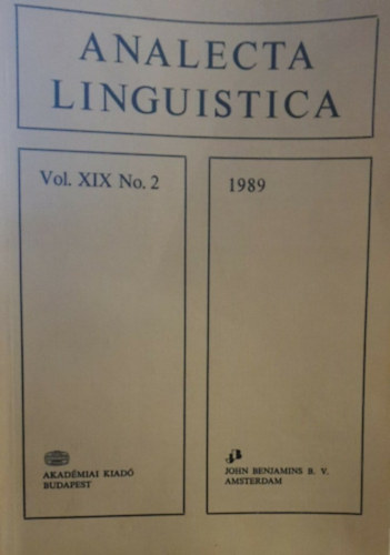 Analecta Linguistica Vol. XIX. 2. (1989, tbbnyelv)