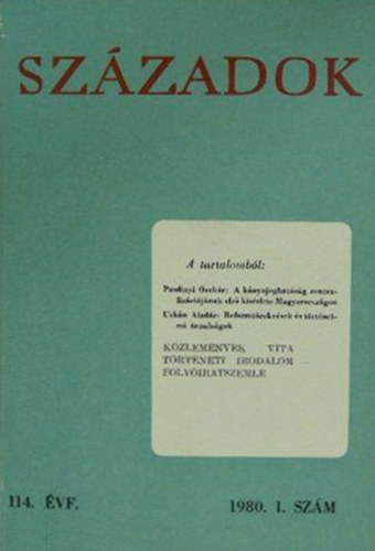 Sz�zadok 114. �vf. (1980) 1. sz�m