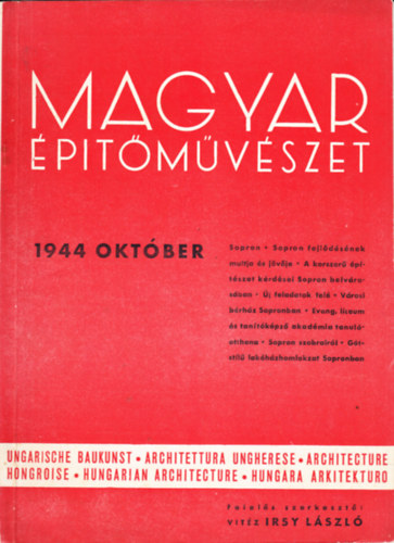 vitéz Irsy László szerk. - Magyar Építőművészet 1944. október