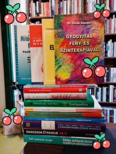 Dr. Dr. Illés Béla, Chris Davidson, Dr. Haraszti László, Wilkinson-Macgregor, Kathryn Marsden, Dr. Marton István, Monica Werner, Christopher J. Hammond, D. C. Jarvis, Heller-Heller Deák Sándor - Egészséges életmód könyvcsomag 15 darabos KÖNYVMENTŐ AJÁNLAT: Gyógyítás fény- és színterápiával, Elsősegélynyújtási ismeretek, Amit tudni érdemes a szívről és a koszorúerekről, Mitől és miért félünk - Pánikbetegségek,