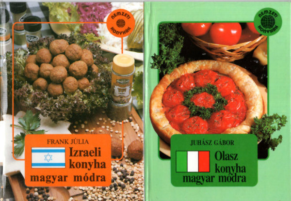 Frank Jlia, Juhsz Gbor - 2 db szakcsknyv: Izraeli konyha magyar mdra +Olasz konyha magyar mdra.