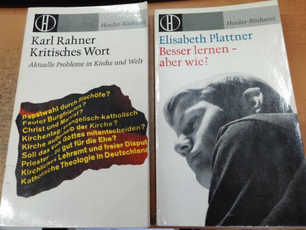 Karl Rahner, Elisabeth Plattner - 2 db Herder-Bcherei: Kritisches Wort: Aktuelle Probleme in Kirche und Welt (Band 363) + Besser lerner - aber wie? (Band 368)