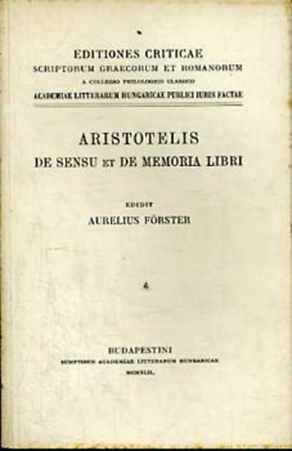 Aristoteles - De sensu et de memoria libri (grg)