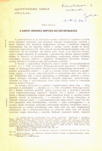 Viga Gyula - A Krpt- Medence npeinek kecsketartshoz (dediklt)