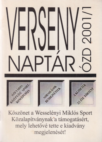 Verseny naptár Ózd 2001/1