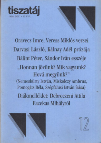 Annus Gábor - Tiszatáj 1998 december 52. évf. 12. szám