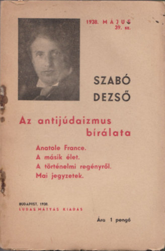 Szab Dezs - Az antijdaizmus brlata (Szab Dezs jabb mvei 39.)