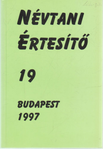 Hegeds Attila  (sorozatszerk.) - Nvtani rtest 19 Budapest 1997