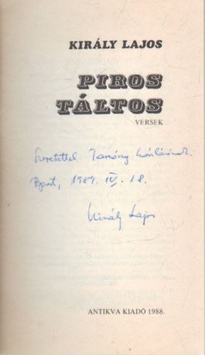 Király Lajos - Piros táltos- versek 1988