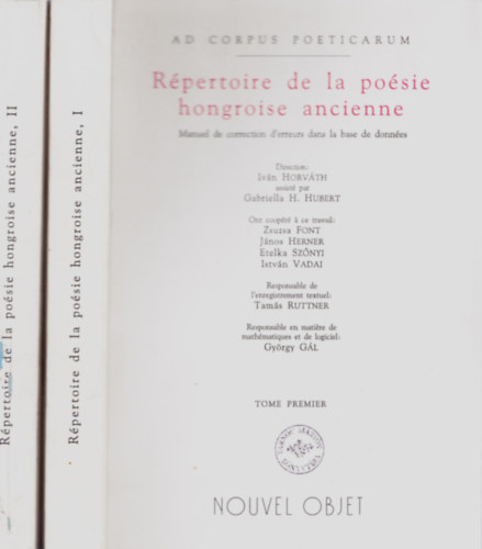 Horvth Ivn - Rpertoire de la posie hongroise ancienne - Manuel de correction d'erreurs dans la base de donnes