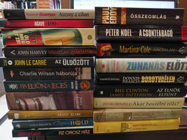 Peter Noel, Cole Martina, Bill Clinton Paul Eddy - John le Carr, John Grisham James Patterson - Knyvcsomag, 20db. Krimik. Asszony a tban+AGAVE 100+ld meg t is+Vratlan zskmny+Az ldztt+Charlie Wilson hborja+Ha eljn a jeges+csodatv+Arany larc+CapriHold+Az orosz hz+sszeomls+A csontfarag+Arctalan+Zuhans el