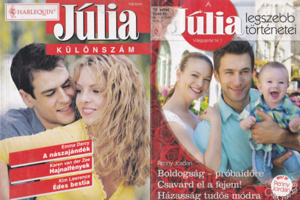 2db J�lia+1Romana legszebb t�rt�netei:9 t�rt�netei: Boldogs�g-pr�baid�re + Csavard el a fejem! + H�zass�g tud�s m�dra + A n�szaj�nd�k+Hajnalf�nyek+�des bestia+Nem miattad, �rted+K�l�n�s karnev�l + Gyere el Coraz�nba!