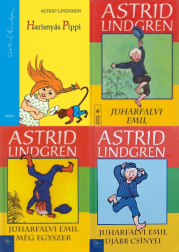 Astrid Lindgren - 4 db Astrid Lindgren ktet: Harisnys Pippi + Juharfalvi Emil  + Juharfalvi Emil  jabb csnytevsei + Juharfalvi Emil mg egyszer