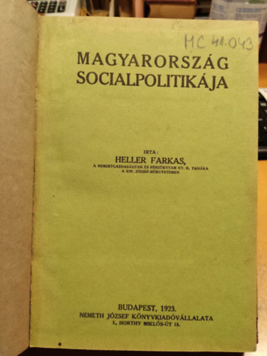 Heller Farkas - Magyarorszg socialpolitikja