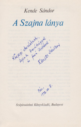 Kende S�ndor - A Szajna l�nya (Dedik�lt)