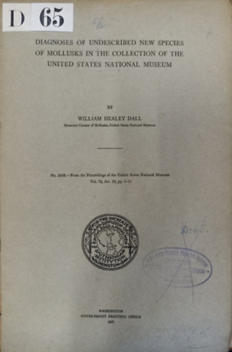 William Healey Dall - Diagnoses of Undescribed new Species of Mollusks in the Collection of the United States National Museum