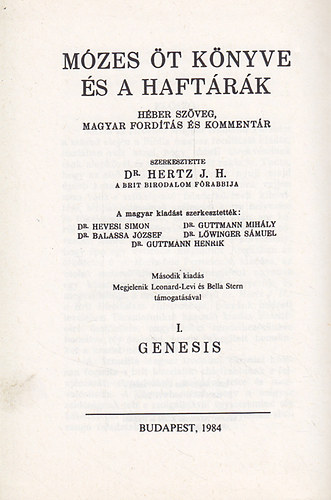 Dr. Hertz J.H. - Mózes Öt Könyve és a Haftárák (Héber szöveg, magyar fordítás és kommentár) IV. -Numeri (Reprint)