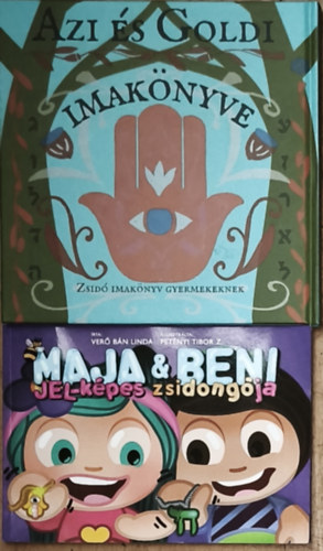 Verő Bán Linda - 2db zsidó vallással kapcsolatos gyermekkönyv - Maja & Beni jel-képes zsidongója, Azi és Goldi imakönyve gyermekeknek