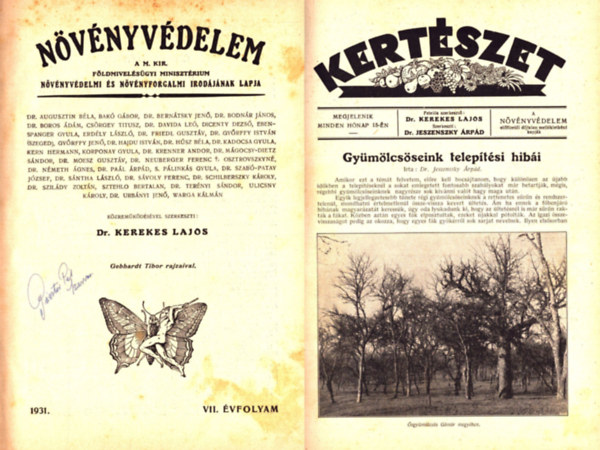 Dr. Kerekes Lajos  (szerk.) - N�v�nyv�delem 1931. VII. �vfolyam - Kert�szet 1931. V. �vfolyam - N�v�nyv�delem �s kert�szet 1947. november-december, 1948. janu�r-�prilis (t�red�k egybek�tve)