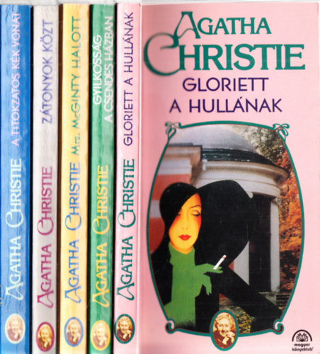 Agatha Christie - 5db. Agatha Christie krimi: A titokzatos kék vonat + Gloriett a hullának + Gyilkosság a csendes házban + Mrs. McGinty halott + Zátonyok közt