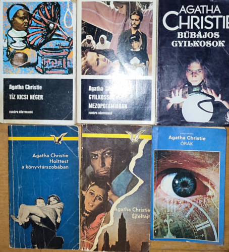 Agatha Christie - 6db Agatha Christie regny - rk, Holttest a knyvtrszobban, jfltjt, Tz kicsi nger, Gyilkossg Mezopotmiban, Bbjos gyilkosok