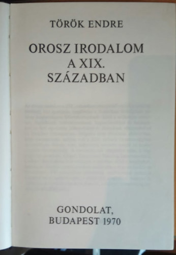 Trk Endre - Az orosz irodalom a XIX. szzadban