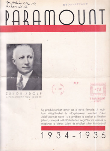 Paramount filmkatalógus 1934 - 1935
