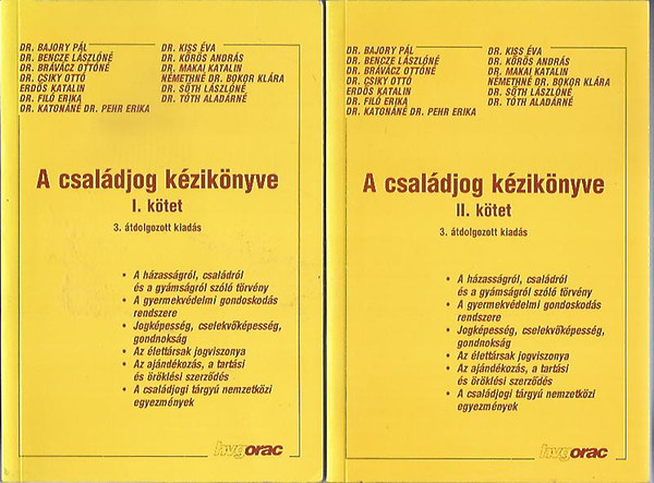 Dr. Krs Andrs  (szerk) - A csaldjog kziknyve I-II.