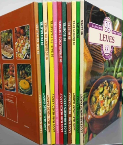 Mari Lajos-K�roly Hemz� - 99 �tel 33 sz�nes �telfot�val k�nyvcsomag (11 darab) Vad- �s hal�tel; Egyt�l�tel; S�tem�ny �s torta; Sajt- �s toj�s�tel; Sz�rnyas�tel; Gy�m�lcs�s �dess�g; El��tel; H�s�tel; �nnepi �tel; Sal�ta; Leves;