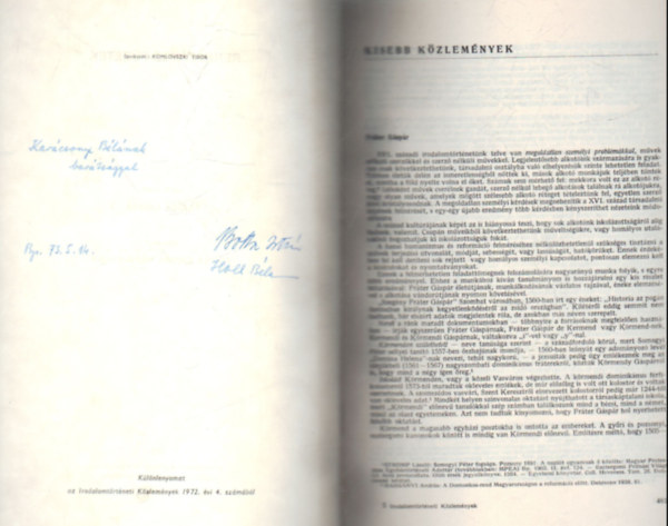 Holl B�la Botta Istv�n - Fr�ter G�sp�r - Fr�ter G�sp�r M�ria-�neke - K�l�nlenyomat - Dedik�lt