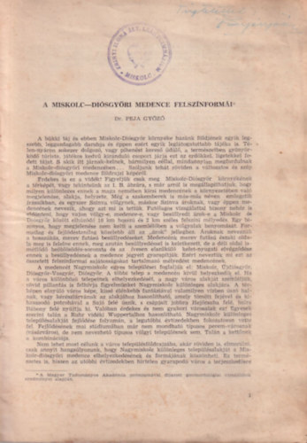 Peja Gyz dr. - A Miskolc-Disgyri medence felsznformi - Klnlenyomat - dediklt