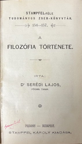 Dr. Serdi Lajos - A filozfia trtnete